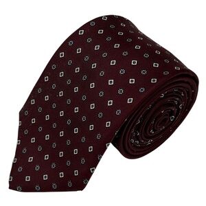 Bert Pulitzer Men's Burgundy Geometric All Silk Necktie Tie